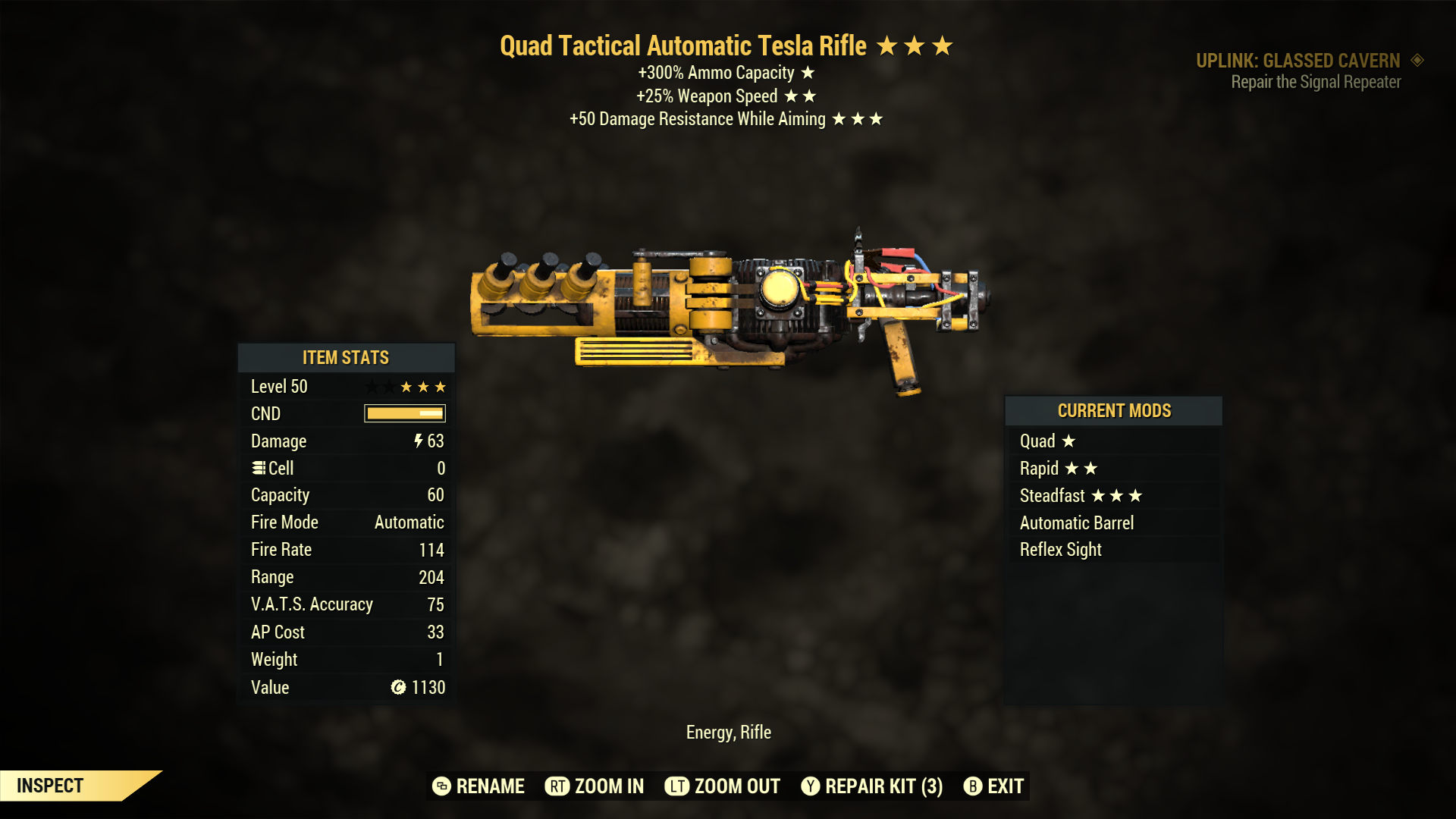 Quad【Rapid +Steadfast】Tesla Rifle